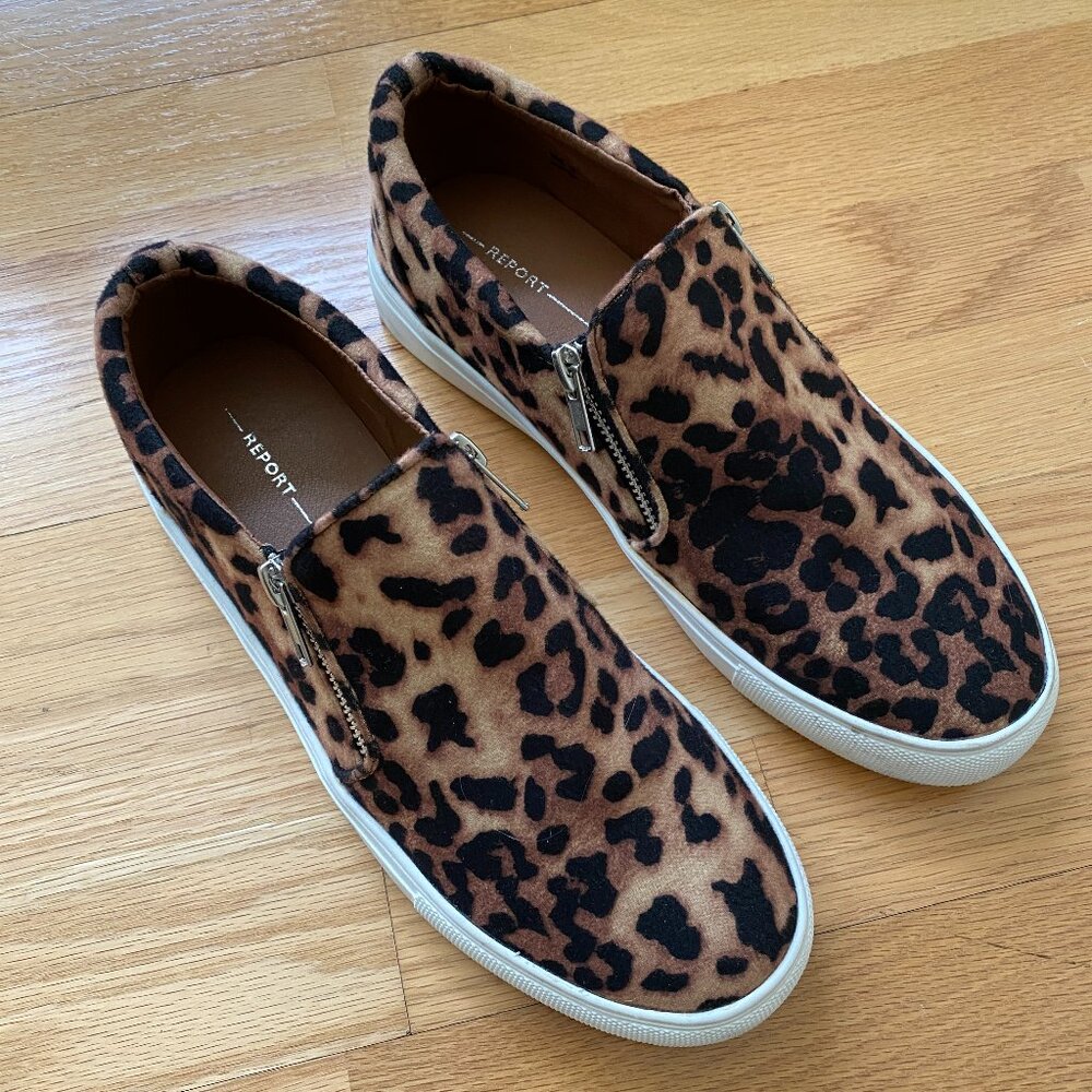 Report Annora Leopard Print Slip On Shoes with Zippers